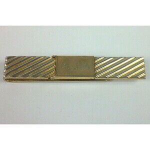 Vintage Swank Gold Tone Bar Money Clip Monogrammed AJA Initials 2.75 Inch